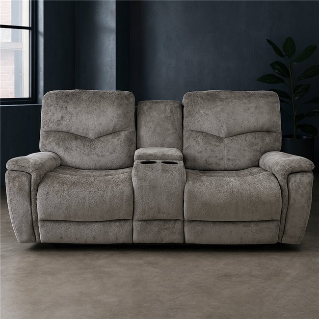 Doubble recliner Obernburg 8, grey, electrically adjustable, H103X189X103-164cm, seat height 57cm