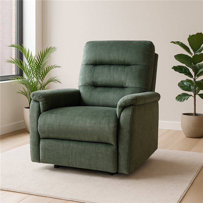 Electric recliner Oktavio, green, H90-105x78x93-156cm, seat height 59cm