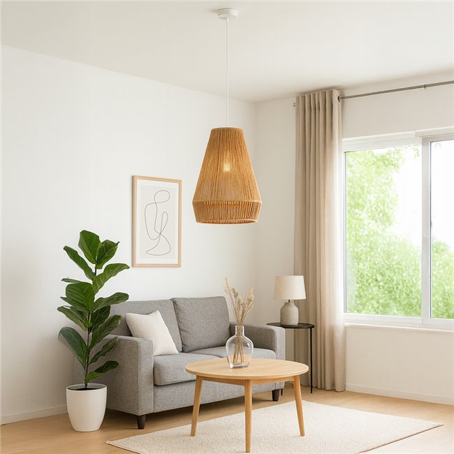 Griestu lampa Palm, naturāla, H44-124cm, D34cm, E27 40W(MAX)