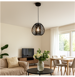 Pendant lamp Noda, black, H35-135cm D28cm, E27 40W(MAX)