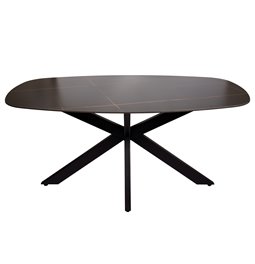 Dining table Bernardino, dark gloss ceramic, 160x90cm H76cm