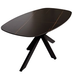 Dining table Bernardino, dark gloss ceramic, 160x90cm H76cm