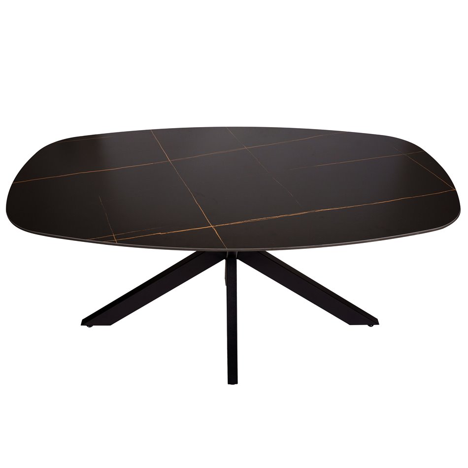 Dining table Bernardino, dark gloss ceramic, 160x90cm H76cm