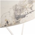 Round dining table Larne, 12mm sintered stone/MDF/metal, white, D130cm H76cm