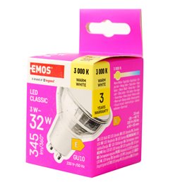 Spuldze LED silti balta, GU10 3W, 345lm, 3000K, H5.5x5x5cm