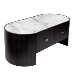 Kafijas galdiņš Romanna COFF, 12mm sinterētais akmens/MDF/ozola finierējums, H45x120x60cm