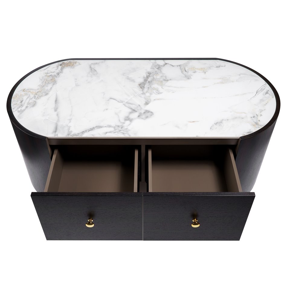 Coffee table Romanna COFF, 12mm sintered stone/MDF/oak veneer, H45x120x60cm