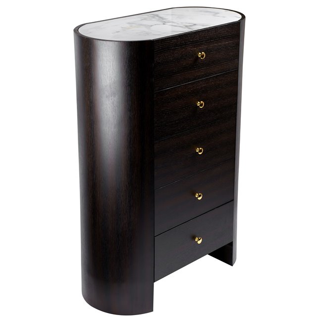 Комод Romanna TB, 12mm спеченный камень/MDF/дубовый шпон, H127x90x45cm