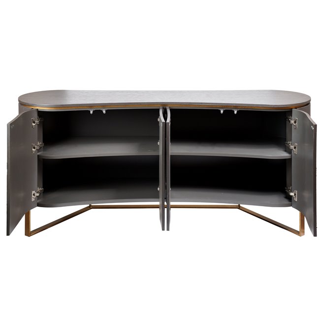 Sideboard Ramma SB, oak veneer/MDF/metal, gray/gold color, H80x180x48cm