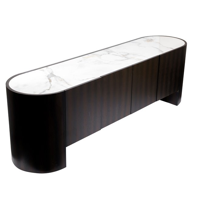 ТВ-столик Romanna TV, 12mm спеченный камень/MDF/дубовый шпон, H55x180x42cm