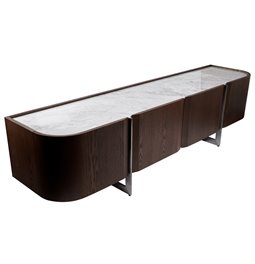 TV stand Rondola TV, sintered stone/MDF/ash veneer/metal, H50x180x42cm