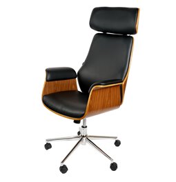 Office chair Saviore, walnut/black, H116.5-122.5x67.5x73.5cm, seat height 46-52cm