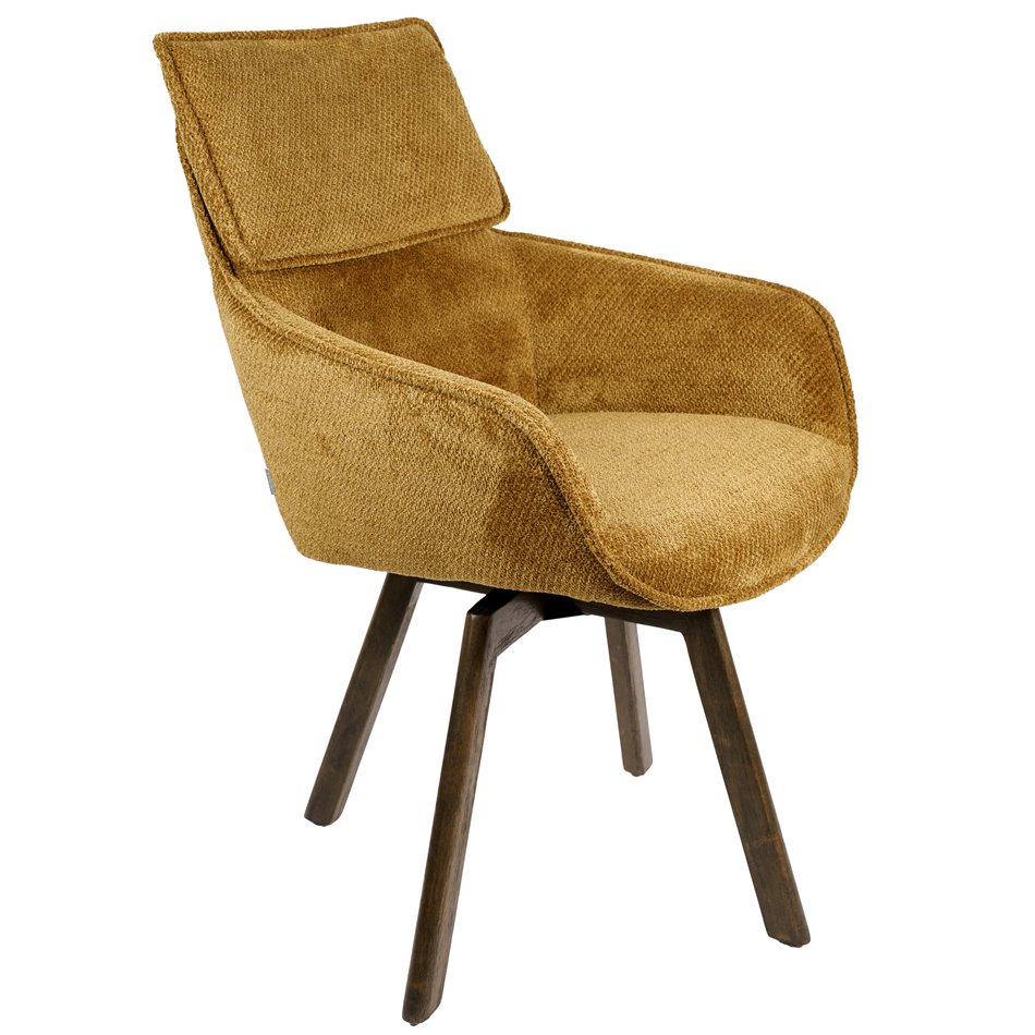 Обеденный стул Sarre 41, коричнево-горчичный цвет, вращающийся на 360 градусов, H91x64.5x59cm, высота сиденья 49.5cm