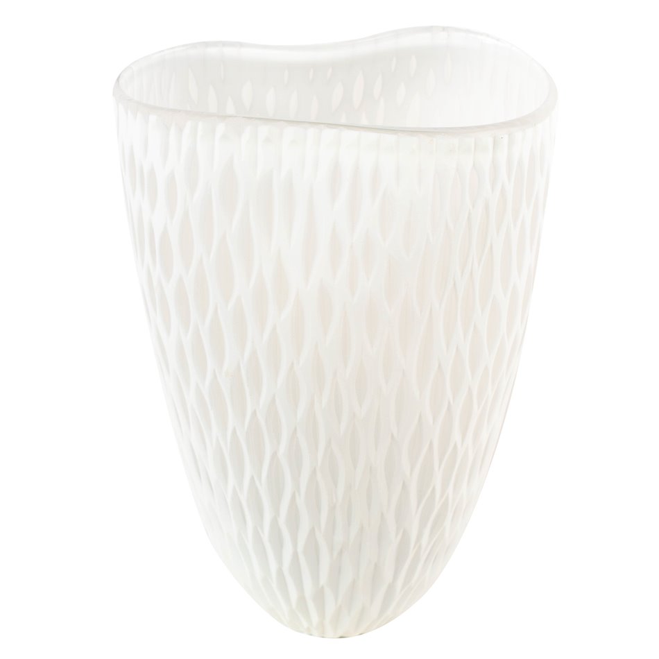 Vase Dally L, glass, white, H28cm, D21cm