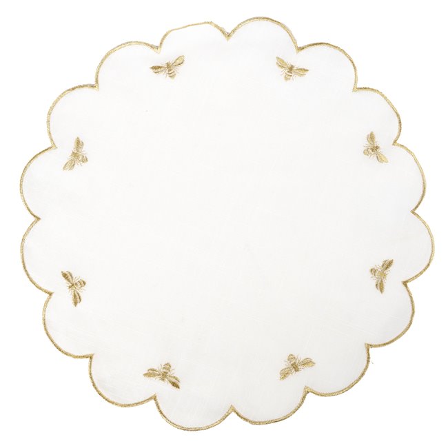 Placemat Paigton, white/gold color, D38cm