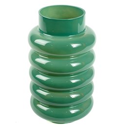 Vase Ribbo, glass, green, H25cm, D15cm