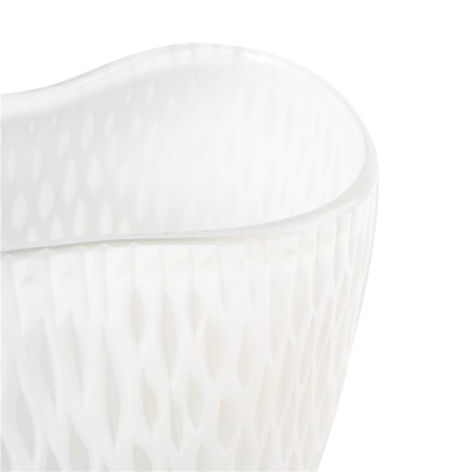 Vase Dally L, glass, white, H28cm, D21cm