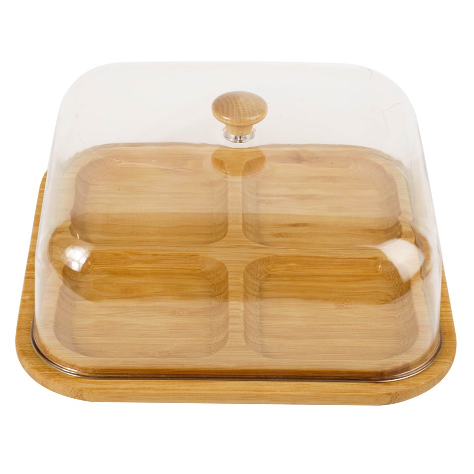 Bamboo plate Fridy w lid, H13.5x24.5x24.5cm