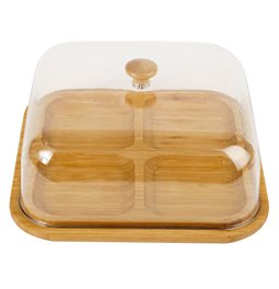 Bamboo plate Fridy w lid, H13.5x24.5x24.5cm