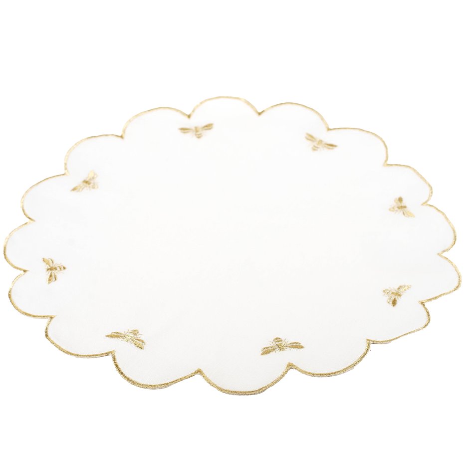 Placemat Paigton, white/gold color, D38cm
