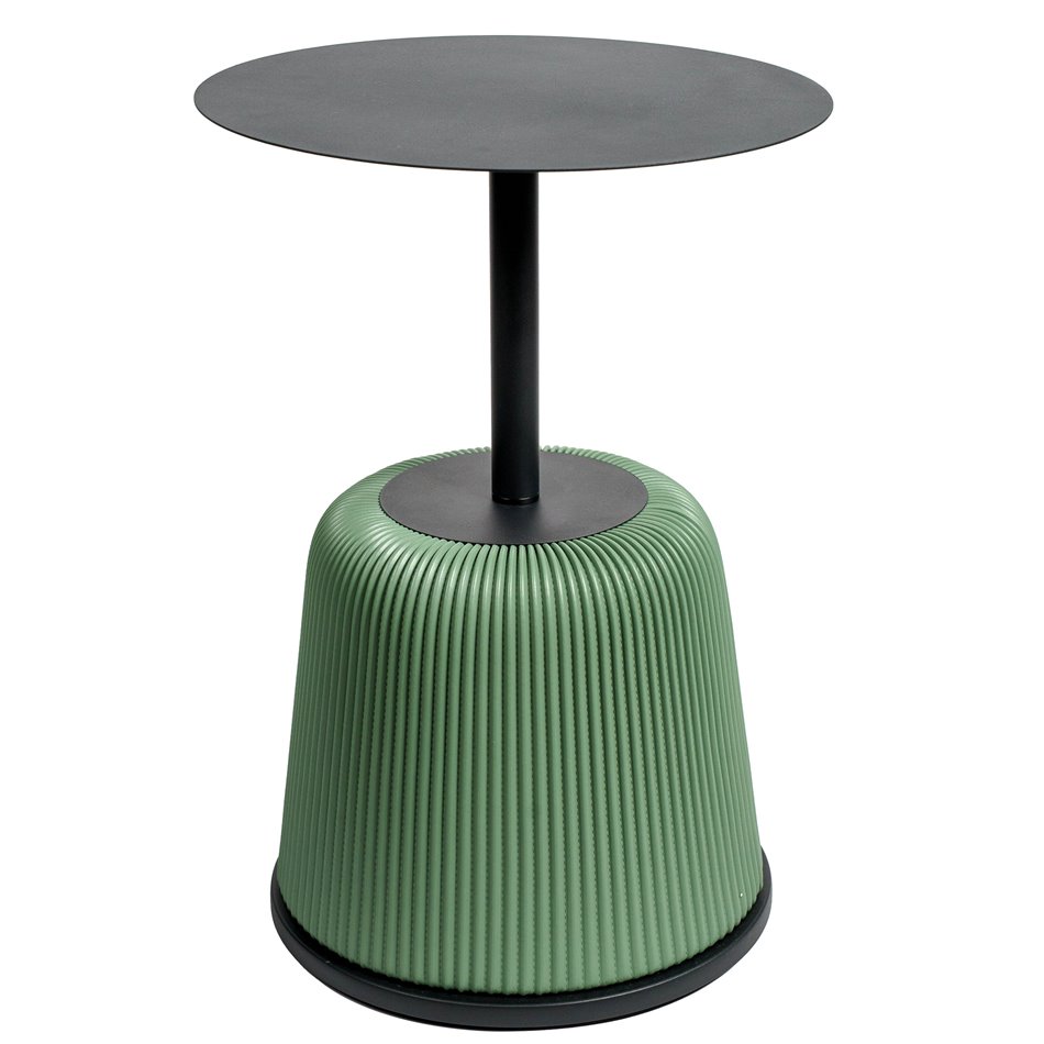 Side table Jakovo, iron/eco leather, black/green, D40cm H55cm