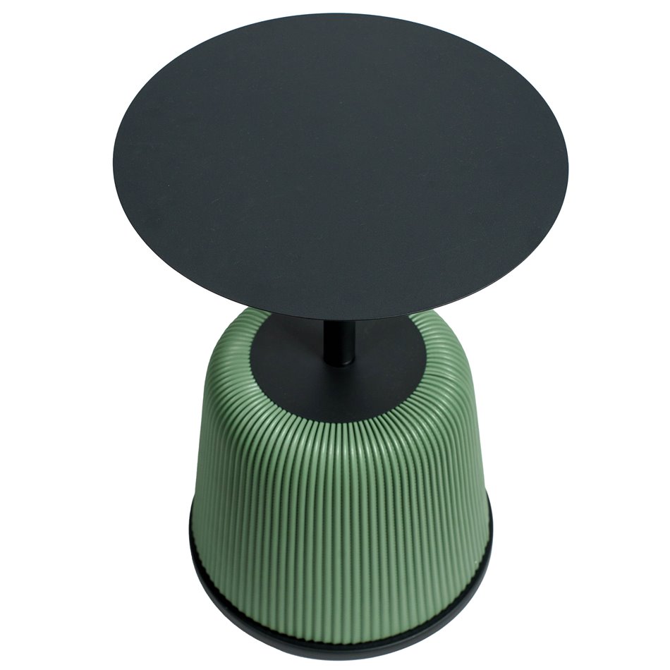 Side table Jakovo, iron/eco leather, black/green, D40cm H55cm