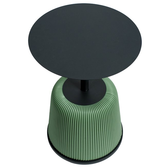 Side table Jakovo, iron/eco leather, black/green, D40cm H55cm