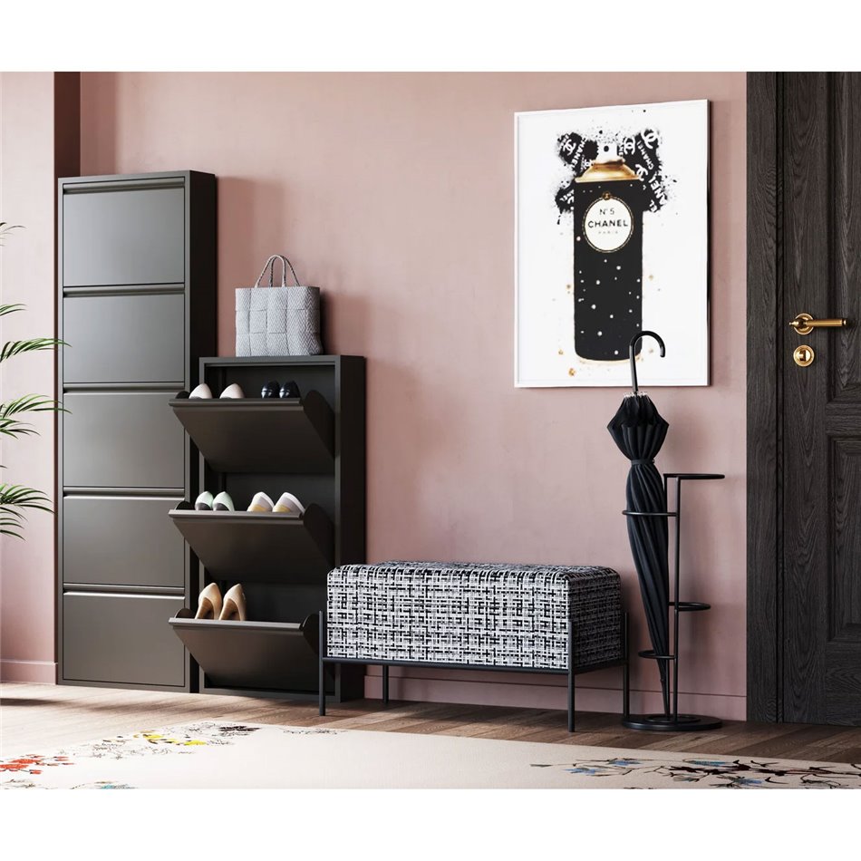 Шкаф для обуви Caruso 5, черный, H173x50x15cm