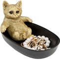 Deco bowl Bathing Cat, black/gold color, H12x20x13cm