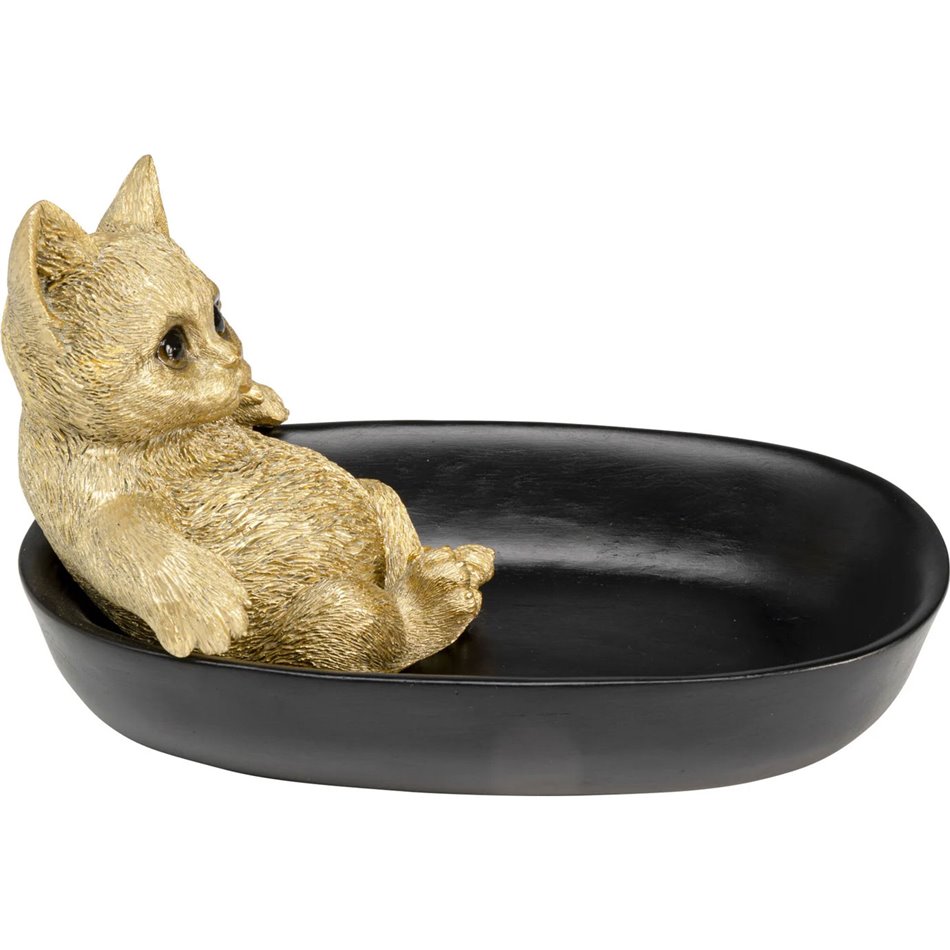 Deco bowl Bathing Cat, black/gold color, H12x20x13cm