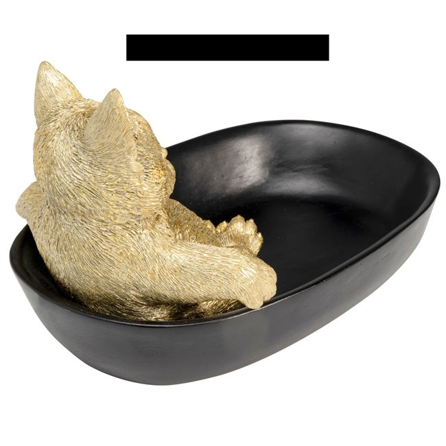 Deco bowl Bathing Cat, black/gold color, H12x20x13cm