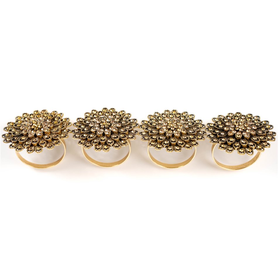 Napkin ring Palazzo set of 4, gold color, H4.5cm, D4cm