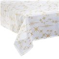Canvas tablecloth Star, white/gold color, 140x240cm
