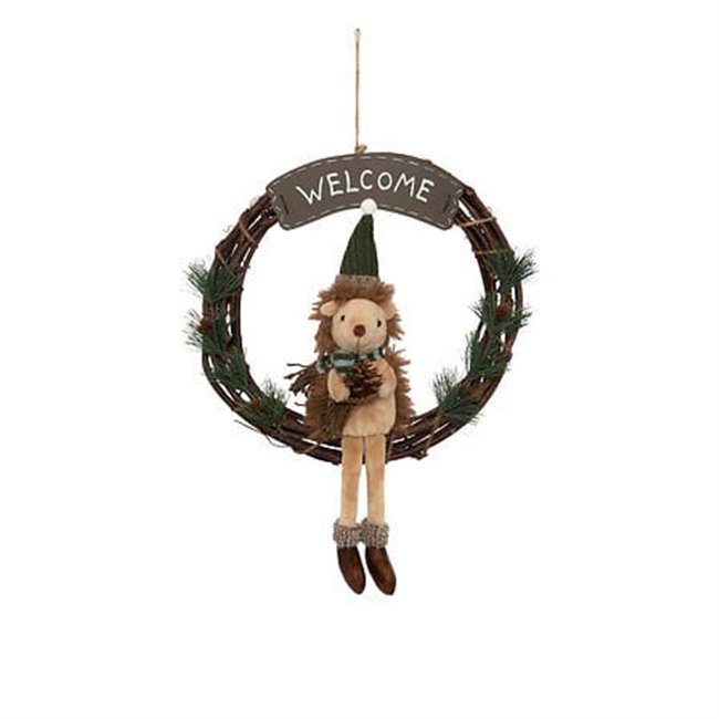 X-mas decor Hedgehog Wreath Ornament, H44x33x10cm
