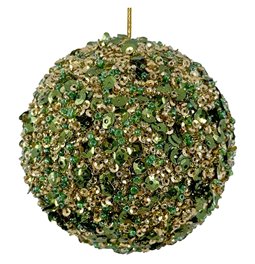 Ёлочное украшение Bead ball green gold, D8cm