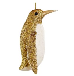 Christmas decor Glitter penguin ornament gold, H11x6x5.5cm
