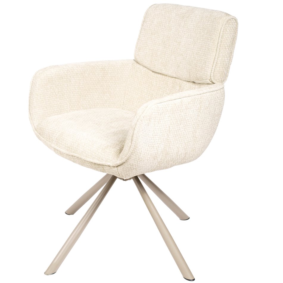 Dinning chair Lappi, rotatable 180 degrees, taupe/ivory, H86x65x61cm, seat height 50.5cm 