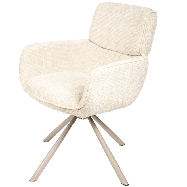 Dinning chair Lappi, rotatable 180 degrees, taupe/ivory, H86x65x61cm, seat height 50.5cm 