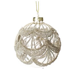 X-mas decor Ball silver, hanging, 8x8x8cm 