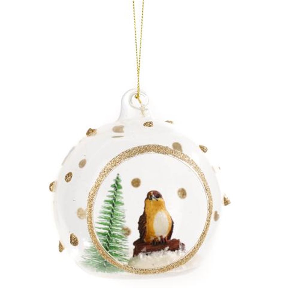 X-mas decor BDN GLASS 100MM BIRD BROWN