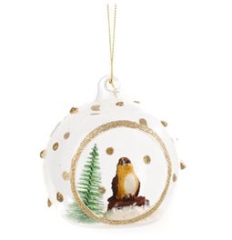 X-mas decor BDN GLASS 100MM BIRD BROWN
