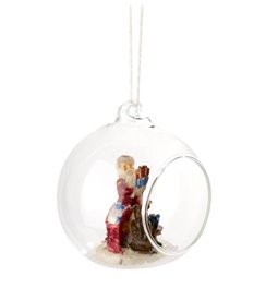 X-mas decor GLASS BALL W/SANTA DECO, H9.5x8.5x9cm
