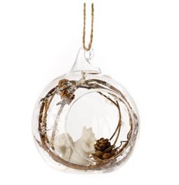 X-mas decor GLASS BALL W/ DECORATION, H9.5x8.7x8cm