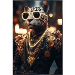 Стеклянная картина Leopard with gold с LED, 60x90x3.5cm