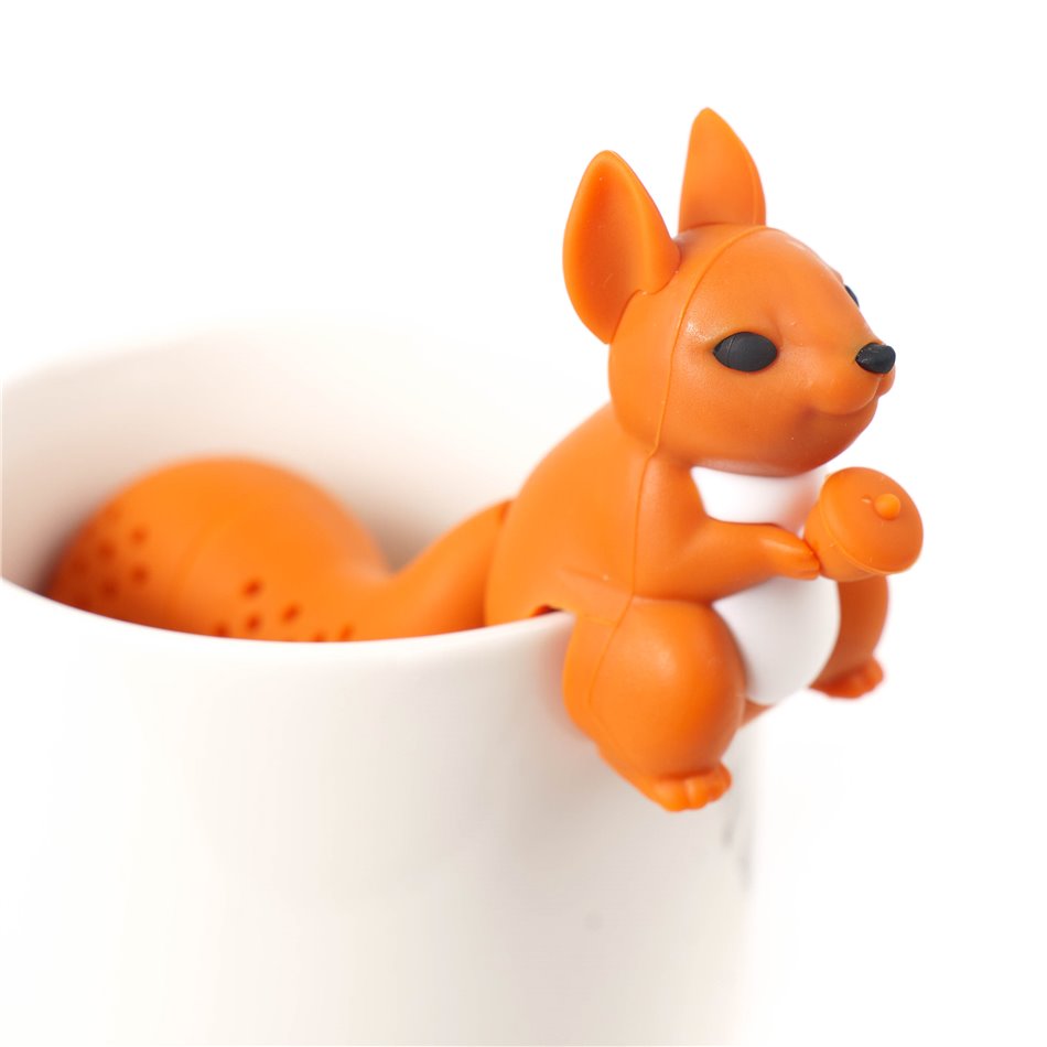 Tea infuser Squirell, orange/white, silicone, H12x3.5x9cm