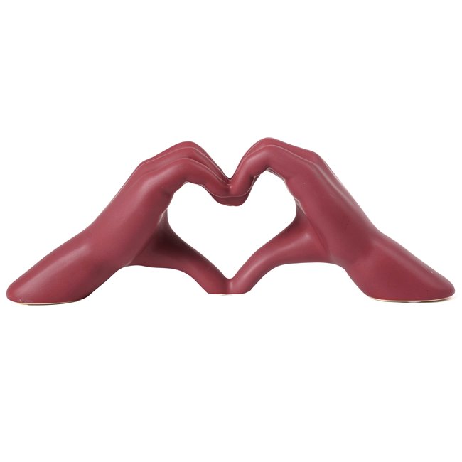 Deco figurine Heart, ceramics, dark red, H11x7x31cm
