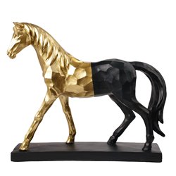 Декоративная фигурка Horse Merlin, черный/золотой цвет, H30.5x9.5x34.5cm