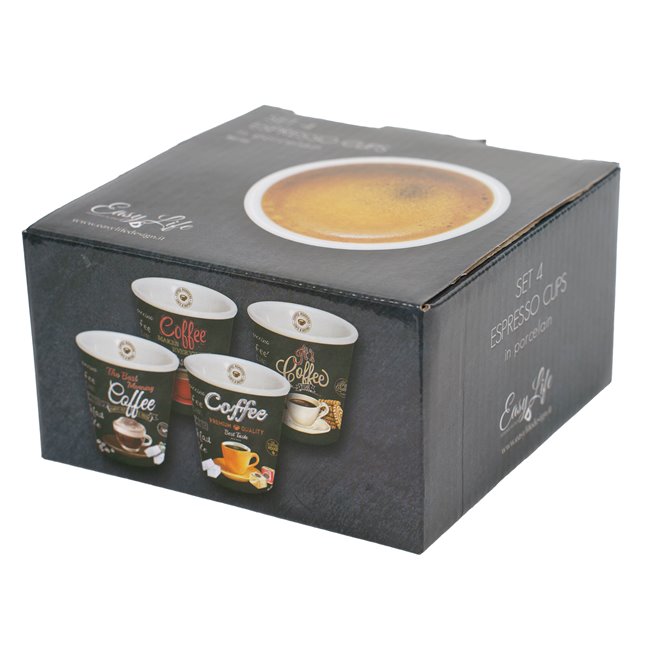 Espresso cups It's Coffee Time, 100ml, H6.5cm, D6.5cm, set of 4 pcs.
