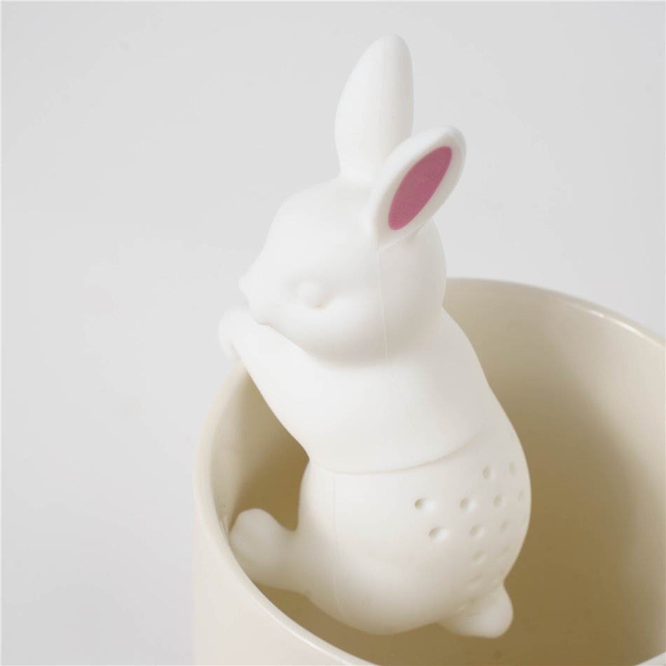 Ситечко для чая Bunny, белый/розовый, силикон, H9x4.5x5cm