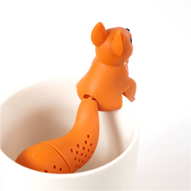 Ситечко для чая Squirell, оранжевый/белый, силикон, H12x3.5x9cm
